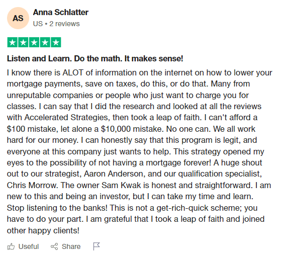 Anna Schlatter - Trustpilot review