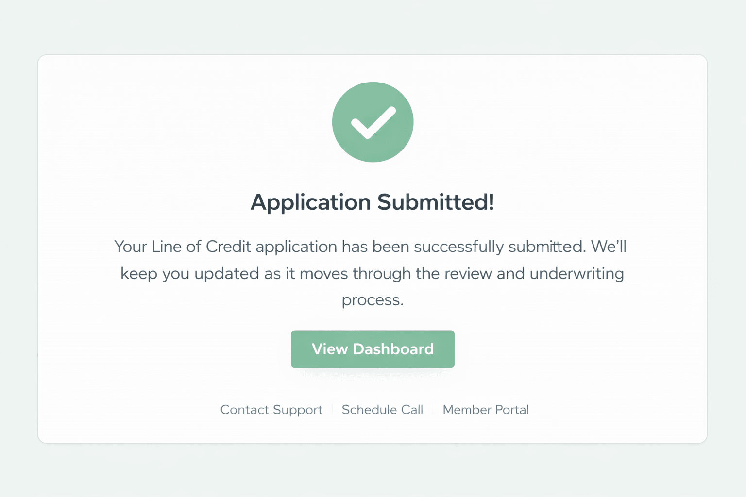 Application submitted confirmation