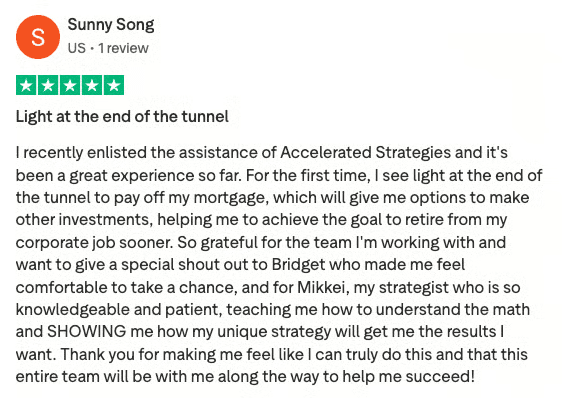 Trustpilot review by Sunny Song - Light at the end of the tunnel